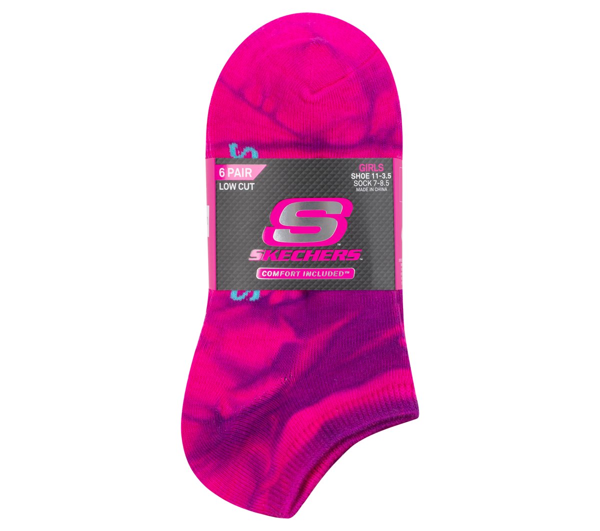 Skechers Smart Buy | 6 Pack Girls' Tie Dye Fashion Socks