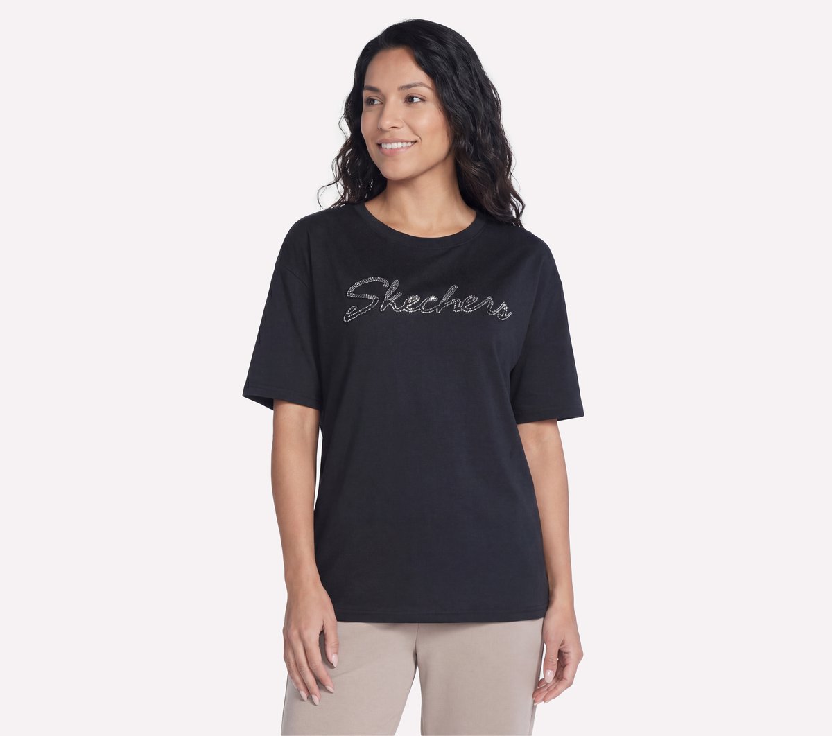 Skechers New | Script Diamond Studded Short Sleeve Tee