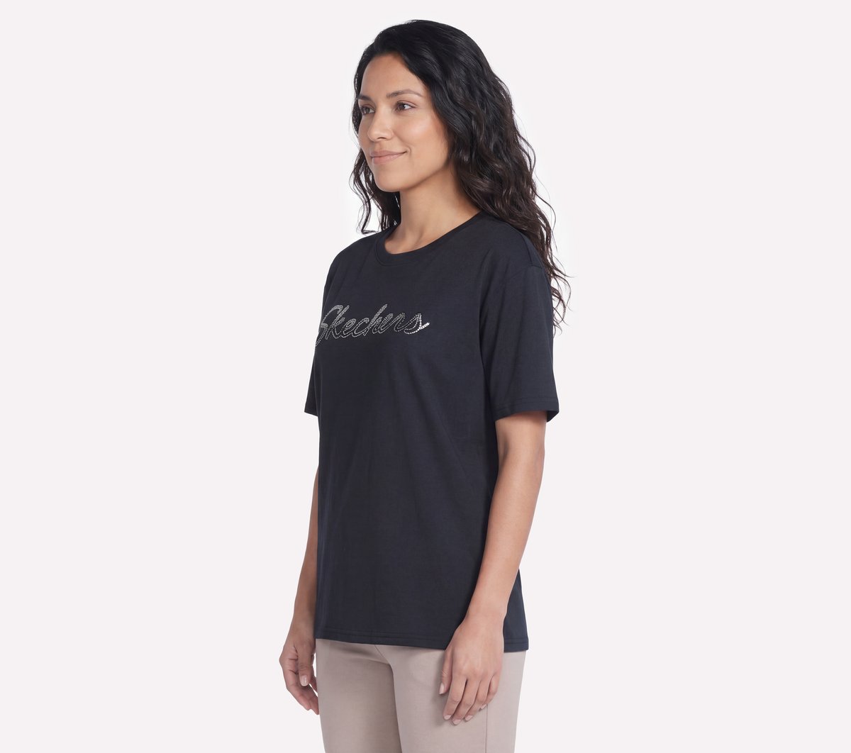 Skechers New | Script Diamond Studded Short Sleeve Tee
