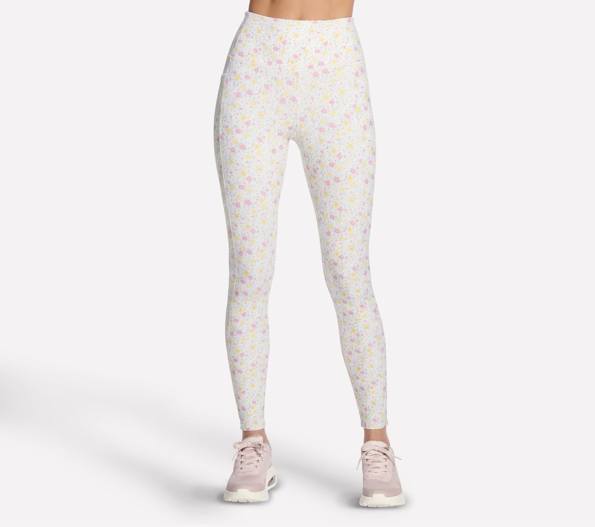Skechers New | GO WALK Rib Floral Full Length High-Waisted Legging