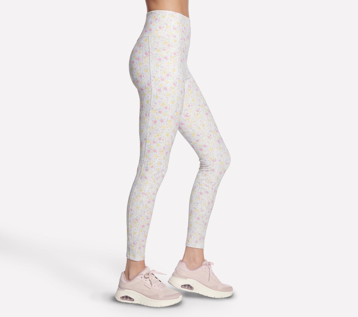 Skechers New | GO WALK Rib Floral Full Length High-Waisted Legging