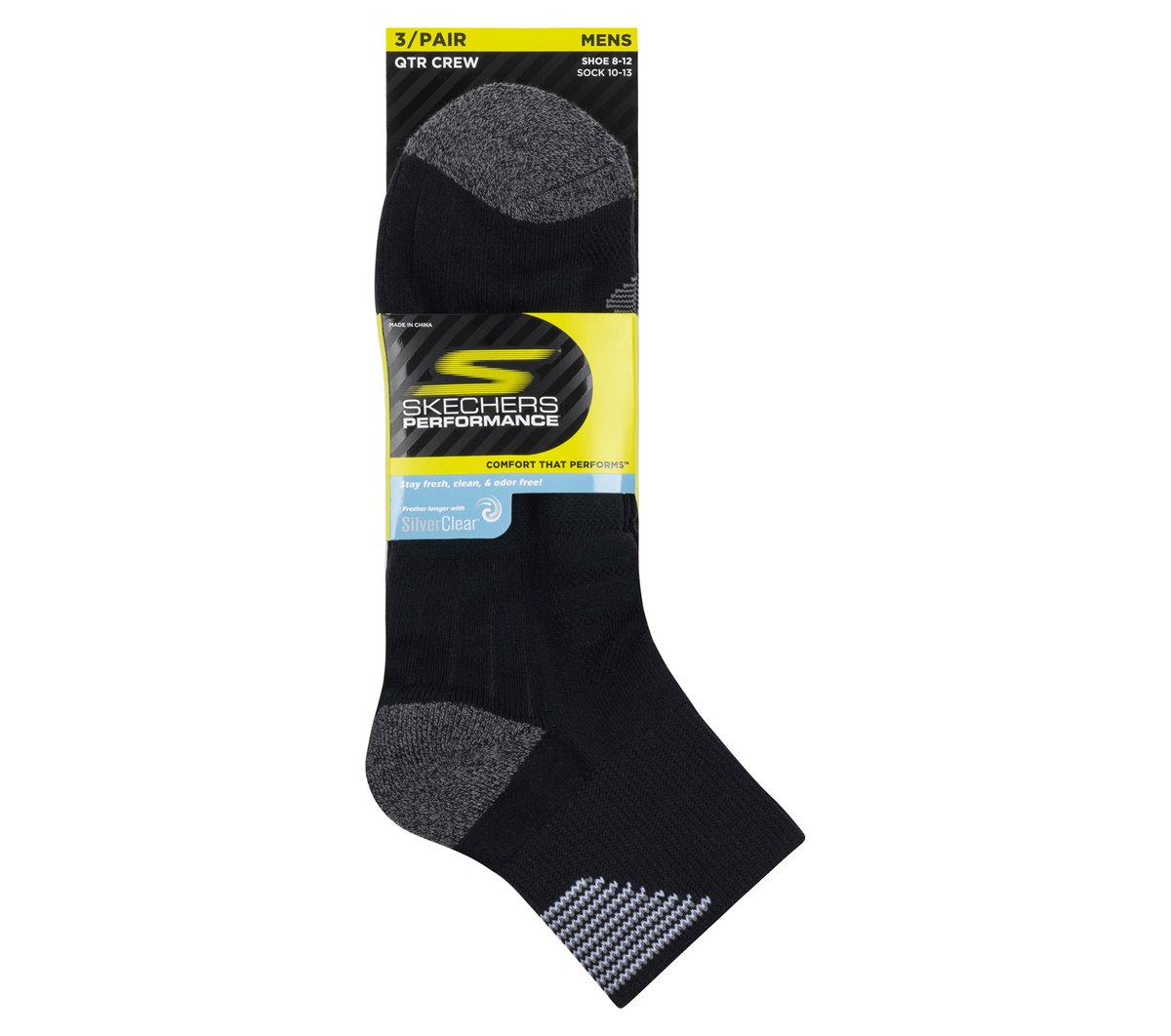 Skechers Customer Favorite | 3 Pack Men's Half Terry Quarter Crew Socks