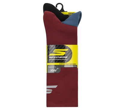 Skechers Featured | 3 Pack Men's Reflective Performance Half Terry Crew Socks