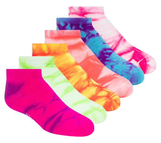 Skechers Smart Buy | 6 Pack Girls' Tie Dye Fashion Socks