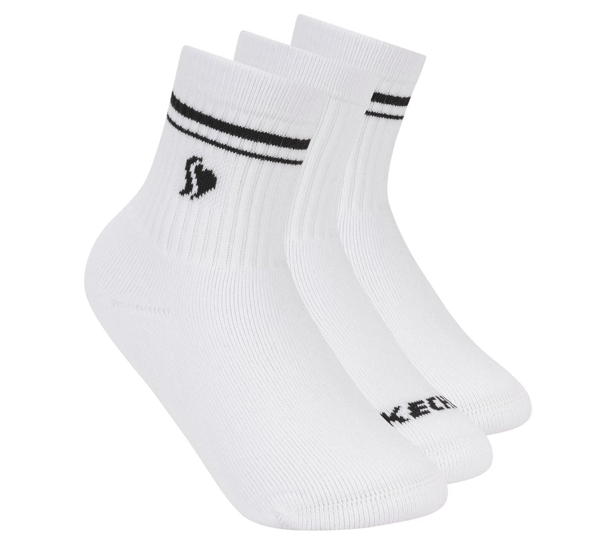 Skechers Essential | 3 Pack Girls' Low Crew Ribbed Socks